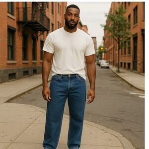 Wrangler Mens Denim Jeans Dark Wash 42x29 Regular Fit Straight Zip Fly High Rise